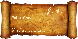John Anna névjegykártya